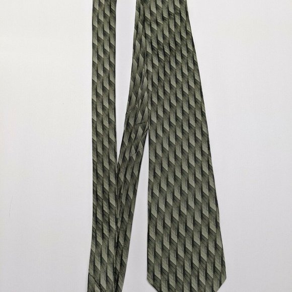 Arrow Geometric Army Green Silk Necktie - Picture 3 of 5